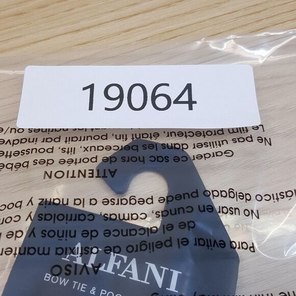 ALFANI Mens Bow Tie & Pocket Square Cognac Diamond Check Solid Blue Satin - Picture 5 of 5